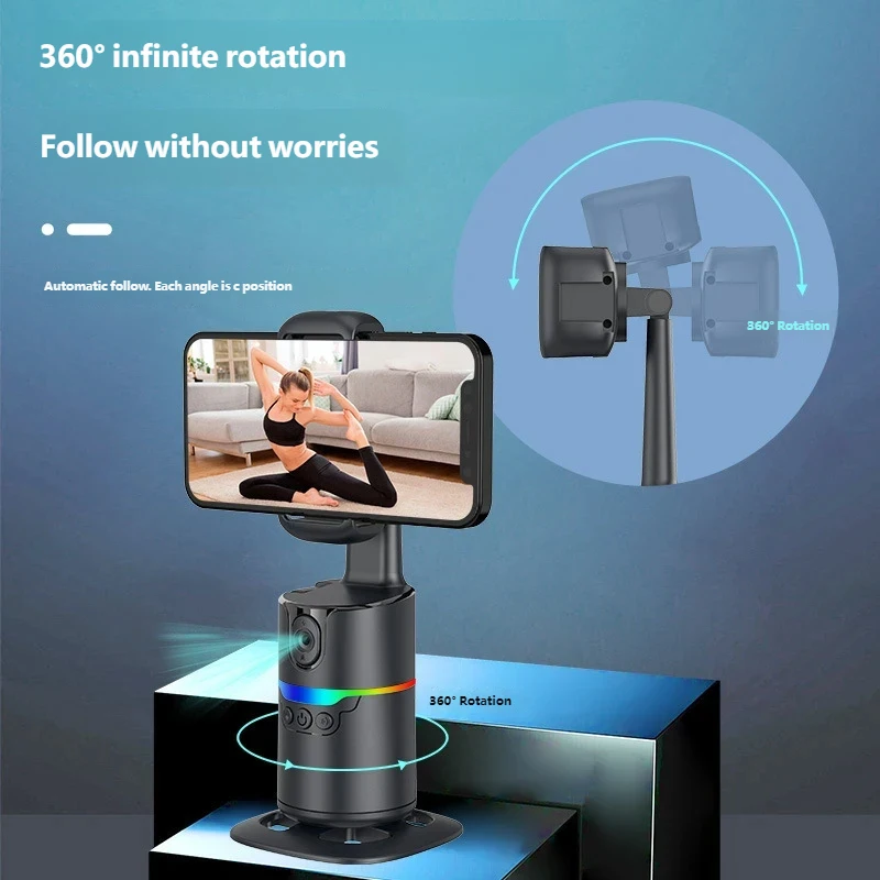AI Face Tracking 3-Axis Gimbal Stabilizer Auto Follow Selfie Stick with Gesture Control 360° Rotation for Vlog Live