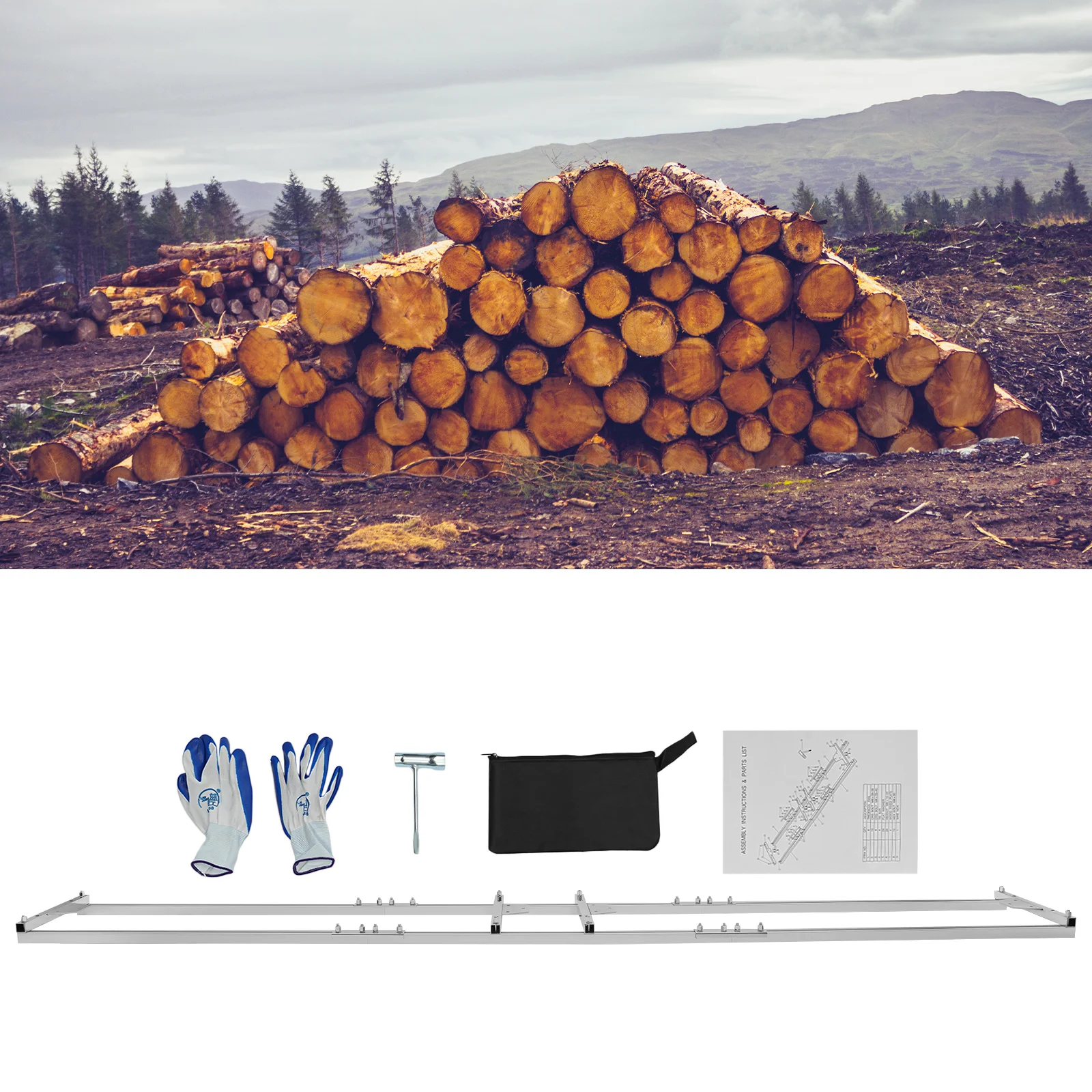 9FT/2.7M Rail Mill Guide System Chainsaw Mill Rail Guide Set Fastening Reinforcement Rail Aluminum Ladder Connector Professional