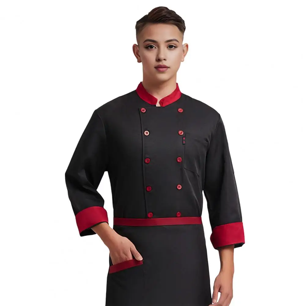 Chef Uniform with Chest Pockets Double-breasted Jacket Professional Unisex Set for Kitchen Bakery Work Summer