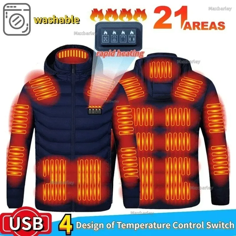 Winter Elektrisch Verwarmd Vest 29-zone Zelfverwarmende Mouwloze Jas Heren Sneeuw Winddicht Dons Ultralichte Jassen Bodywarmer Kleding