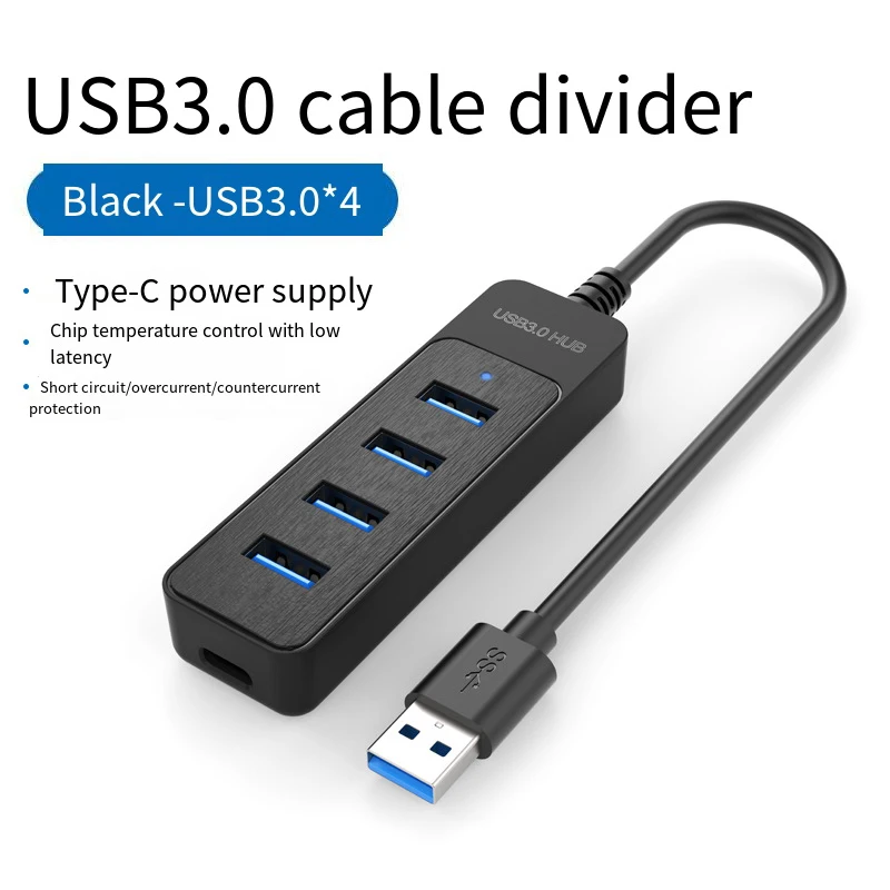 4 Ports USB 3.0 Hub Multi Splitter Extender Type-C HUB Converter Expander for Macbook Pro PC Computers Laptop