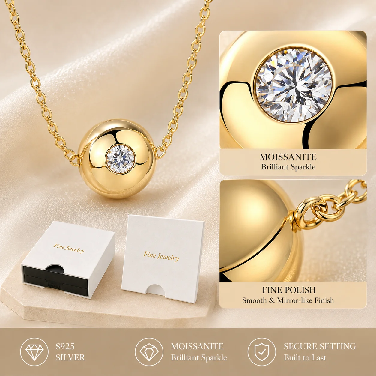 Kalung Liontin Moissanite untu - 925 Sterling Silver Chain Necklace Men ulasan dan harga
