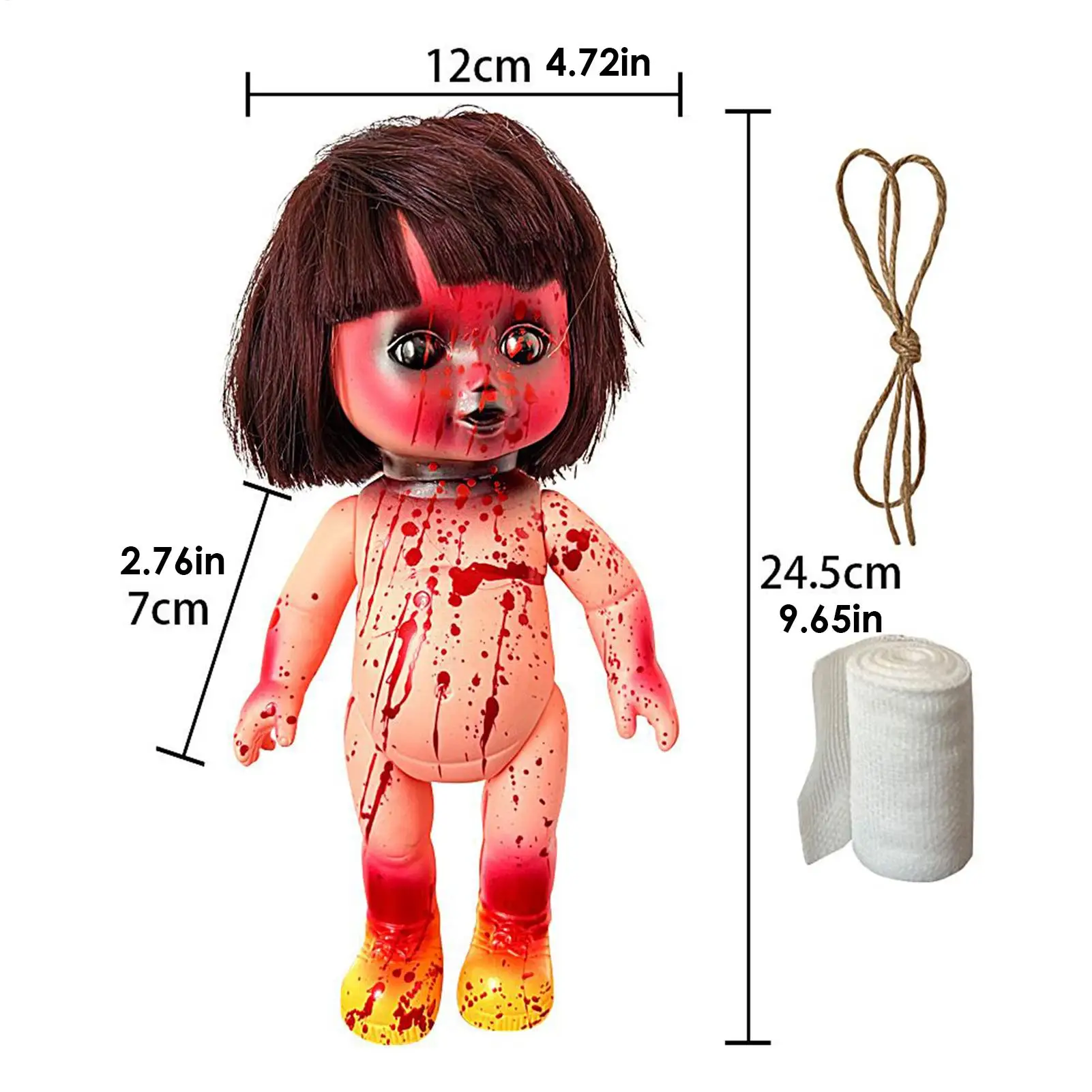 Gruselige Puppe, gruselige Puppe, Halloween-Ornamente für Baum, Halloween-Dekorationen, Heimdekoration für Innen, Schlafzimmer, Wohnzimmer, Party, Hof