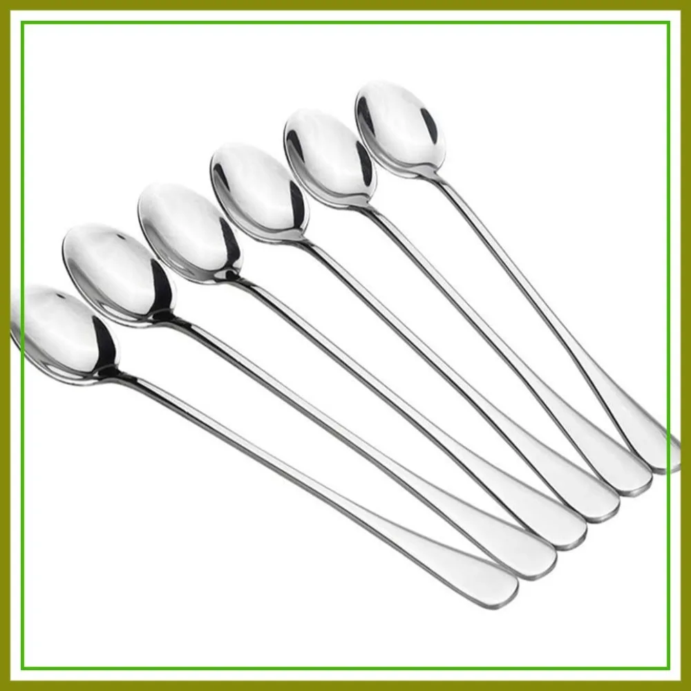 

10-Piece Long Handle Iced Tea Spoons, Stainless Steel Coffee Mixing Spoons - Cream Dessert Spoons