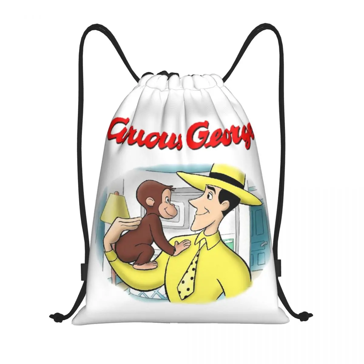 Mochila con cordón personalizada para hombre y mujer, bolsa deportiva para gimnasio, Shopping Sackpack, Curious, George