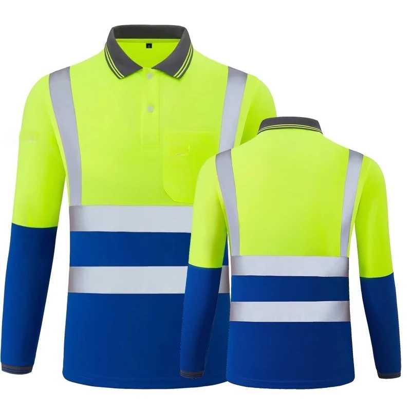 Long Sleeve Shirt Fluorescent Green Orange Outdoor Shirt Road Construction Work Shirt Work T Shirt Night Warning
