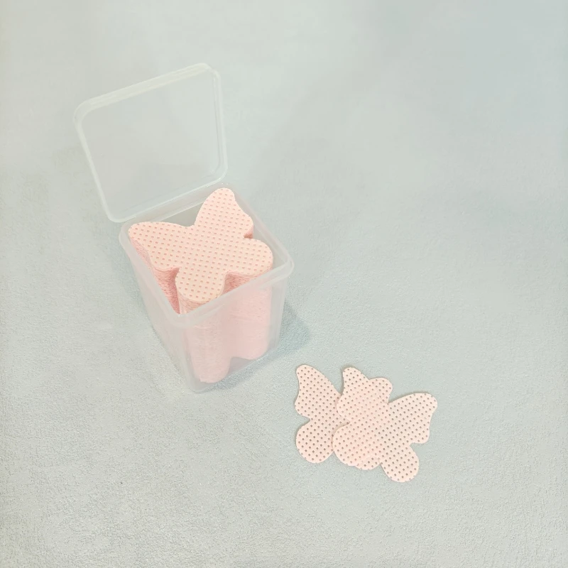 1080/200PCS 스퀘어/하트/나비/매화/보풀없는 천 네일 타월, 매니큐어 제거 패드 속눈썹 연장 습식 타월