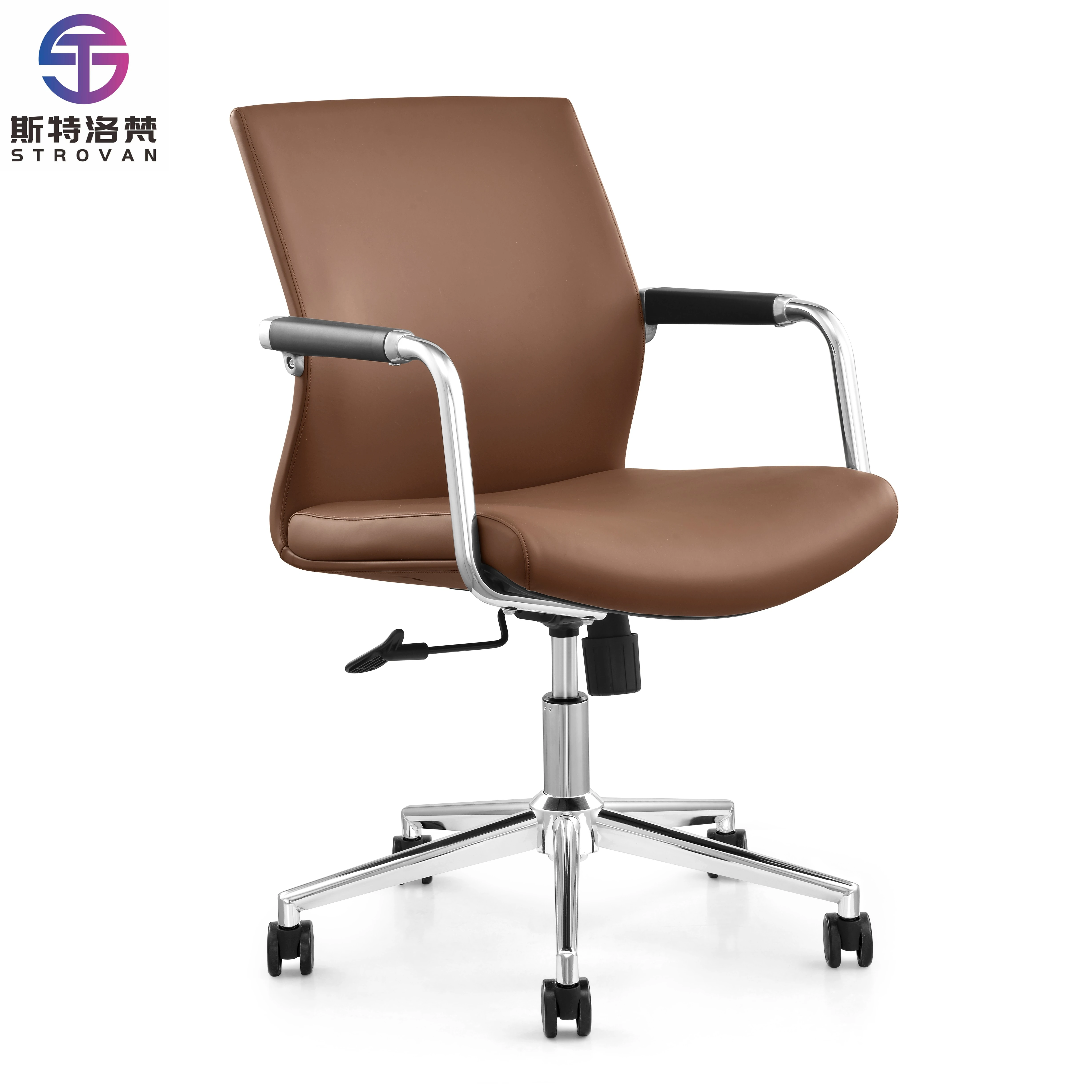 

Modern Ergonomic Swivel Chair Mid Back Lumbar Support Rolling Wheels Comfortable Office Meeting Room Staff Furniture