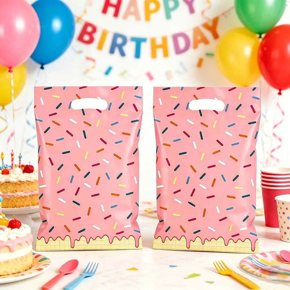 10/30/50 Stück Rosa Dessert-Themen-Geschenktüten Kindergeburtstag Dekoration Tragetaschen für Süßigkeiten Party-Deko – Detail 3