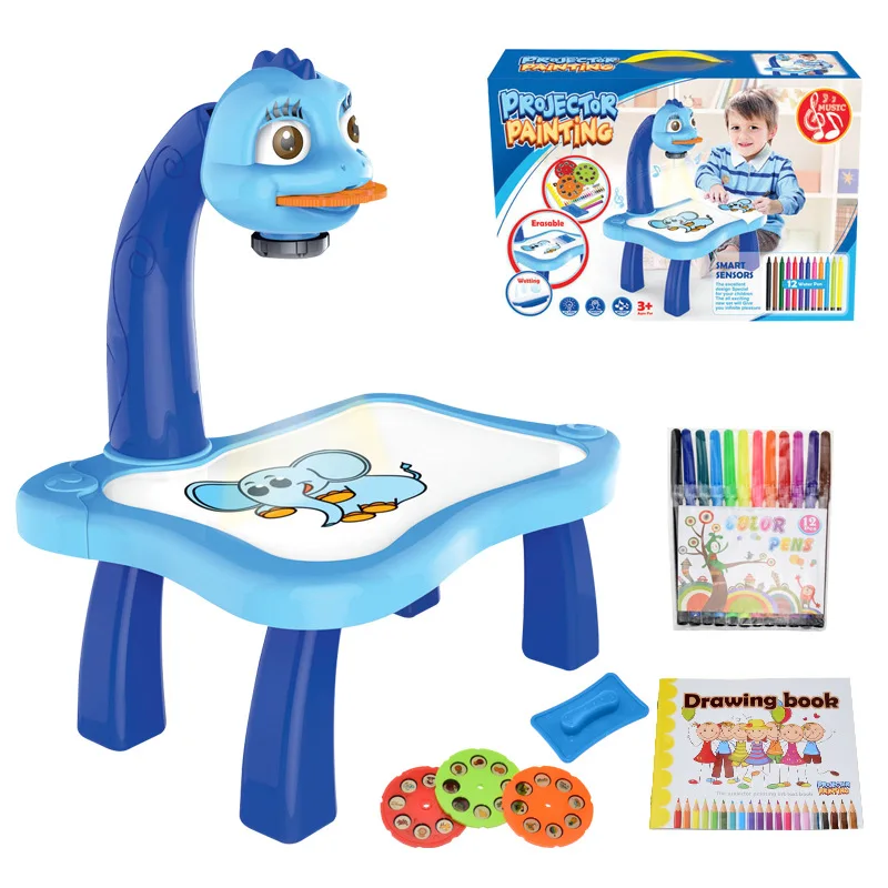 Children Led Projector Art Drawing Table Toys Kids Painting Board Desk Arts Crafts Educational Learning Paint Tools Toy for Girl