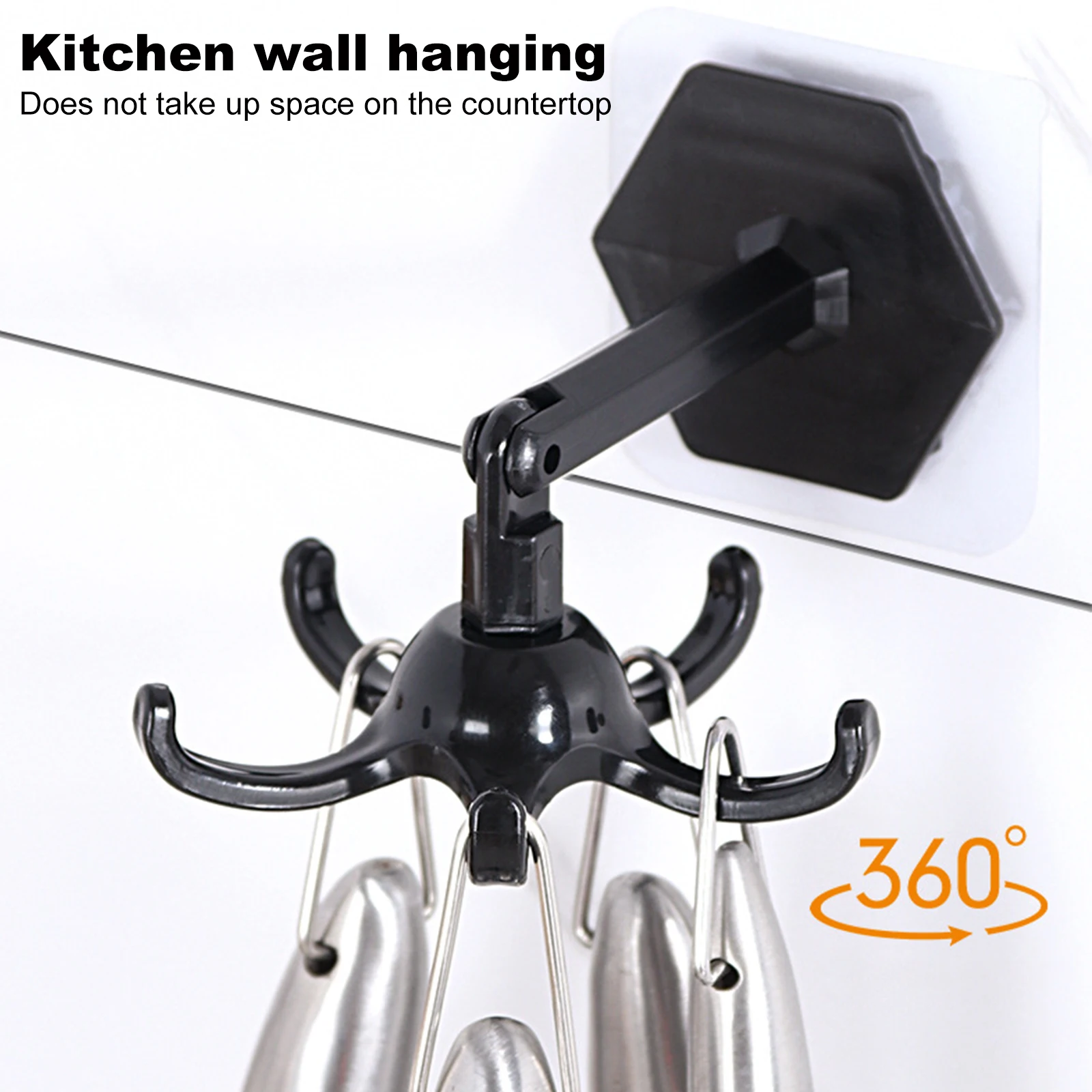 

Hanging Self-adhesive Hooks Kitchen Utensils Multi-purpose Hook 360 Degrees Rotating Hooks Five Claw Hooks