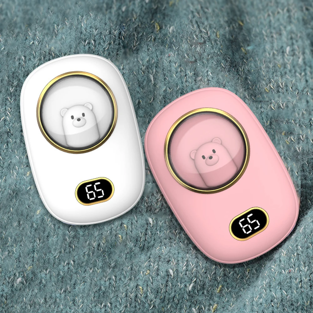 Mini Bear Hand Warmer Artifact 3 Heating Modes 2 in 1 Portable Pocket Heater Temperature Display 5200/10000mAH Outdoor Must Have