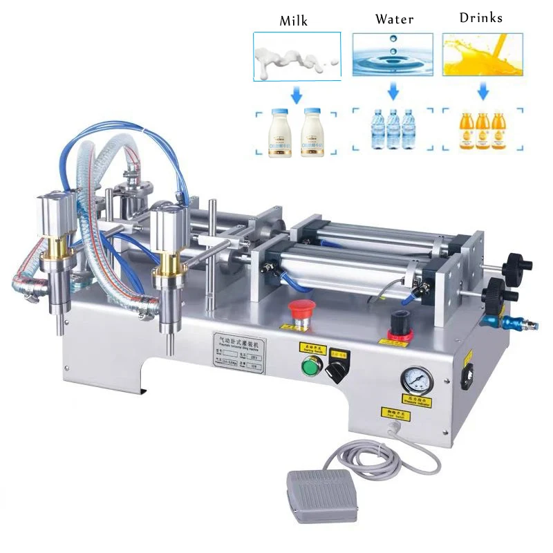 Industrial Liquid Milk Beverage Automatic Quantitative Filling Machine Pneumatic Horizontal Cooking Oil Liquid Filling Machine