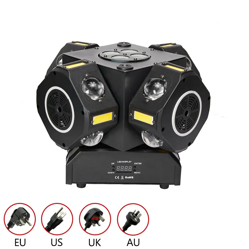 180W Multi functional Stage Light DMX512 RGBW Sound Activated Strobe Laser Pattern Light for Wedding Party Christmas Halloween