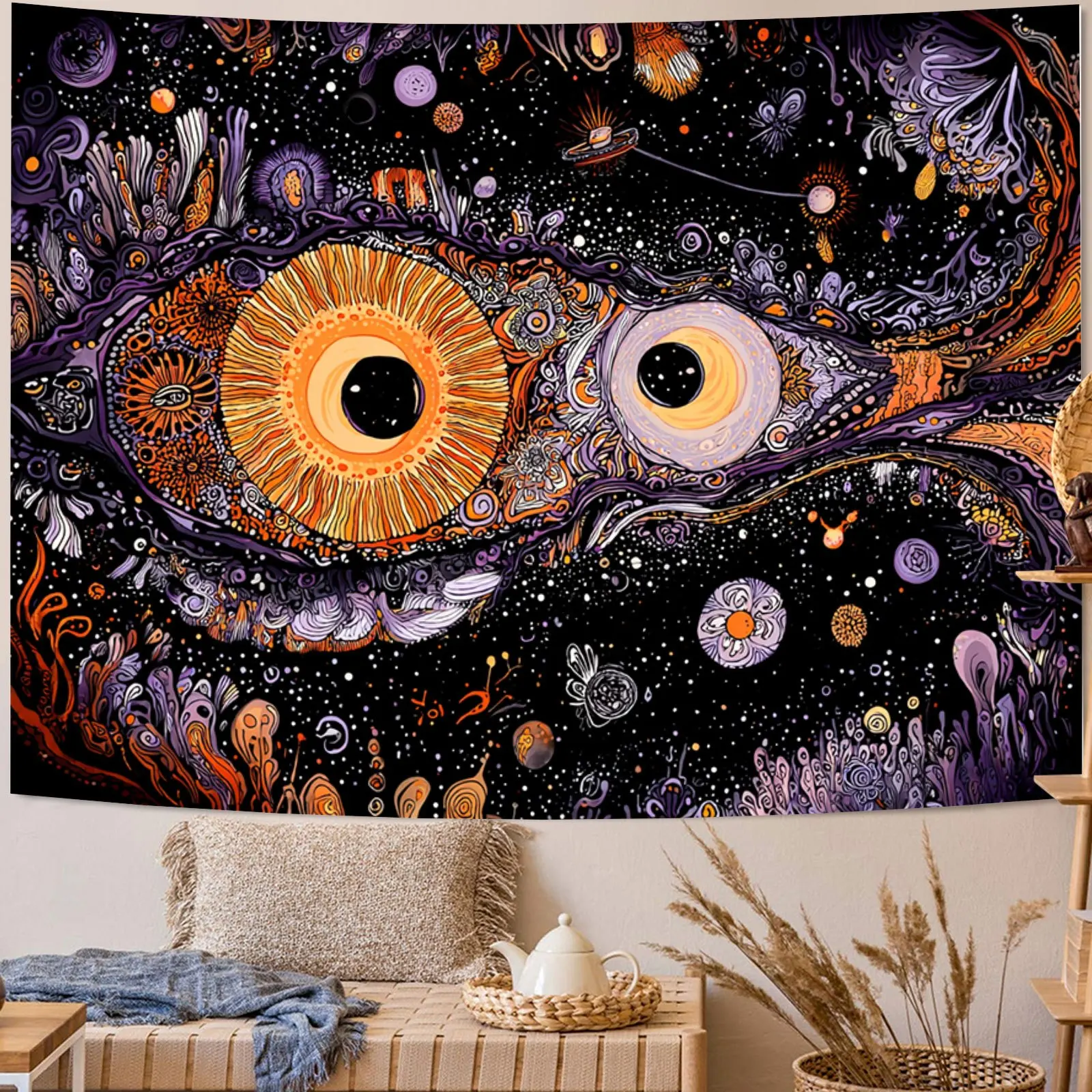 Bohemian Galaxy Cosmic Eyes Tapestry Space Nebula Decoration Wall Hanging Art Boho Universe Abstract 180x280cm