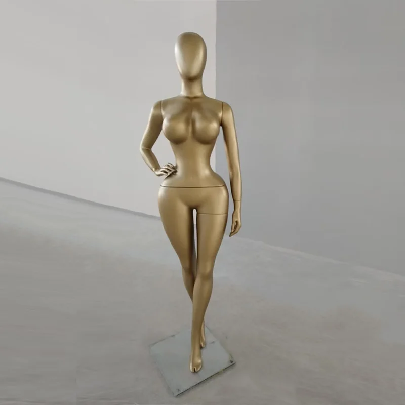 Modern designer gold female mannequin clothing full body display model plus size model store display
