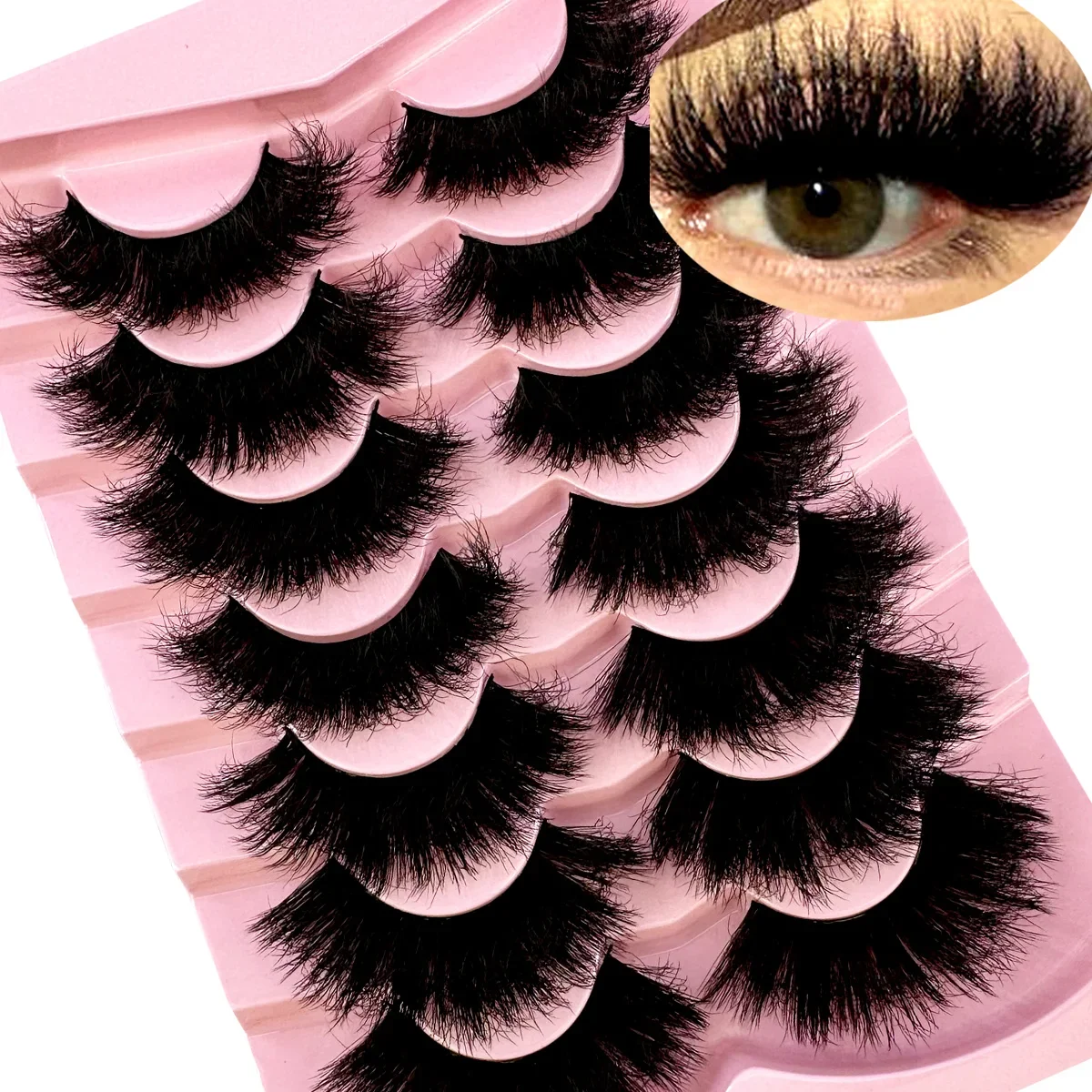 7 pares de pestañas de visón 20-26mm pestañas esponjosas 3d pestañas de visón Maquillaje espectacular pestañas largas naturales extensión de pestañas Maquillaje
