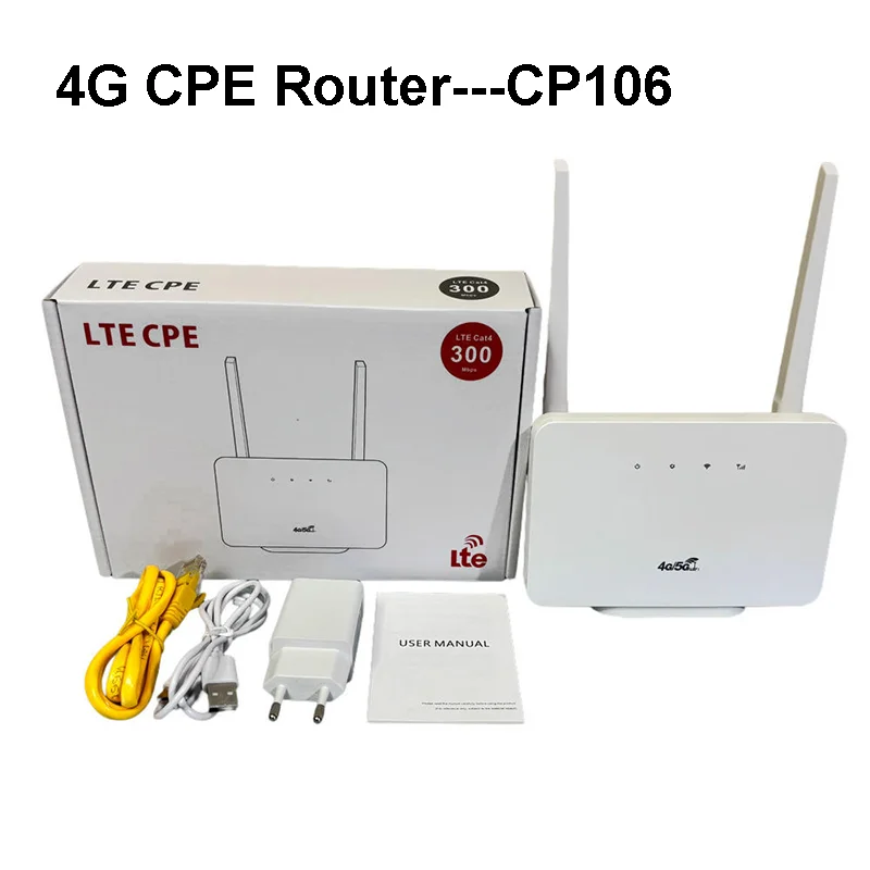 CP106 4G CPE Router New 4G Wireless WiFi SIM Card LTE Router for Europe 2.4G Wi-Fi Supported 300Mbps Max LAN VoIP for Home Use