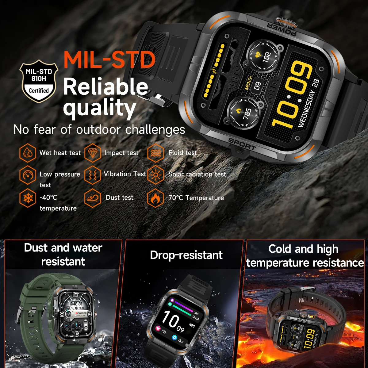 

2026 Outdoor Flashlight Sport Smart Watch AMOLED Screen Music Blue Tooth call Waterproof Health Smartwatch Compass Calculator