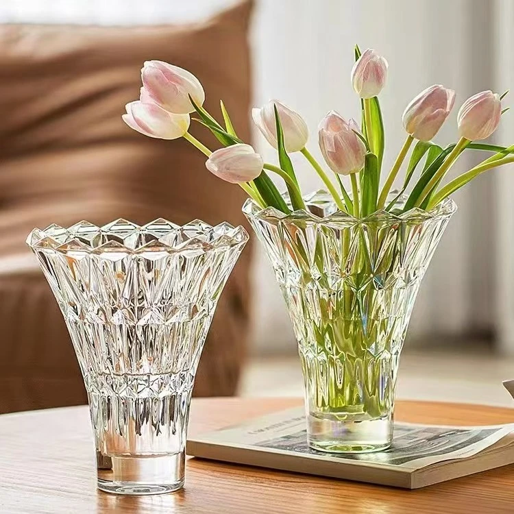 European Crystal Transparent Glass Vase, Advanced Hydroponic Flower Pot, Living Room Dining Table, Home Ornament, Flower Ware