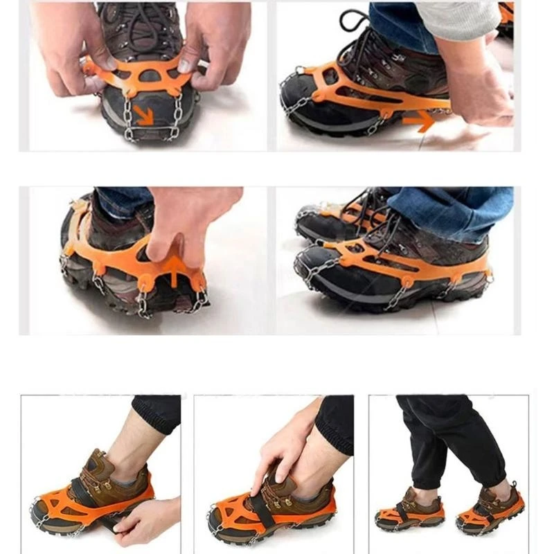 24 أسنان الجليد قبضة الجليد antislip حذاء الجر الانزلاق على الجليد الثلج المسامير