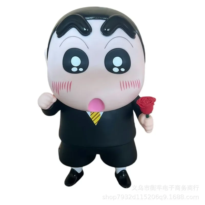 

1:1 Anime Crayon Shin-Chan With Rose Decoration Super Large Action Figure Pvc Model Doll Statuette Desktop Collection Toy Gift