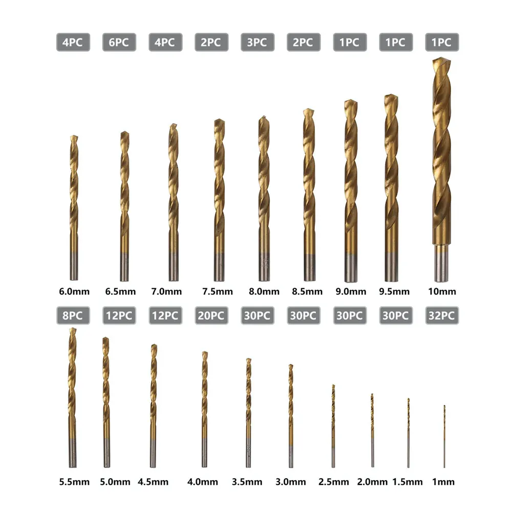 Imagem -02 - Titânio Broca Conjunto para Aço Madeira Plástico Metal Cobre Alumínio Liga com Estojo de Armazenamento 99 230 Pcs