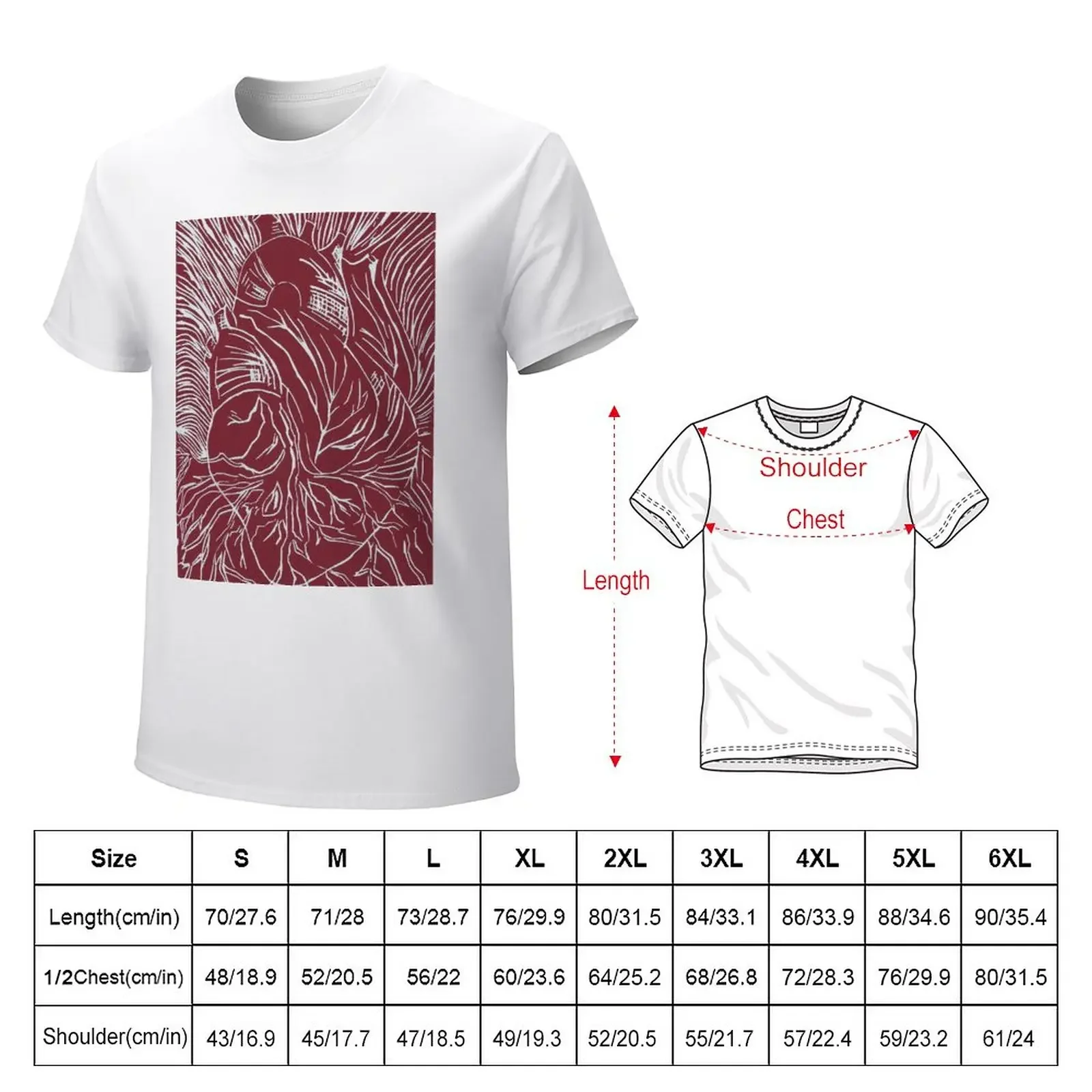 Heart Linocut Relief Print T-Shirt animal prinfor boys summer tops funnys t shirts for men