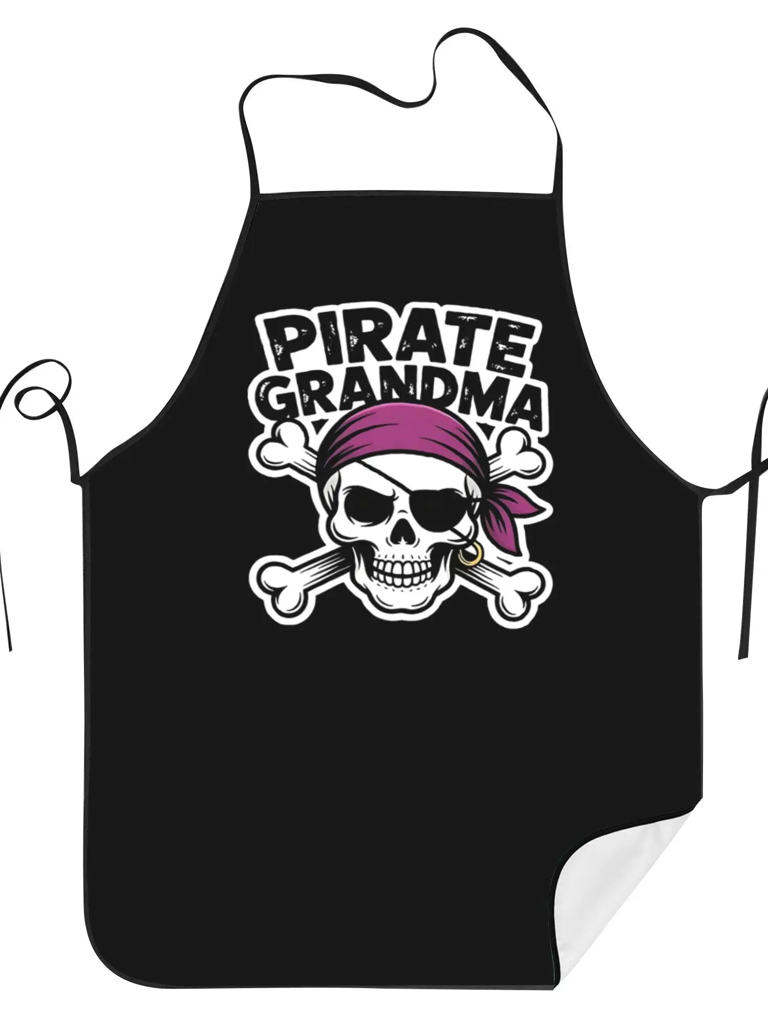 Retro Pirate Apron with Grandma Pirate & Crossbones Flag Print - Matching Skull Design, Themed Parties, Role-Play Costumes