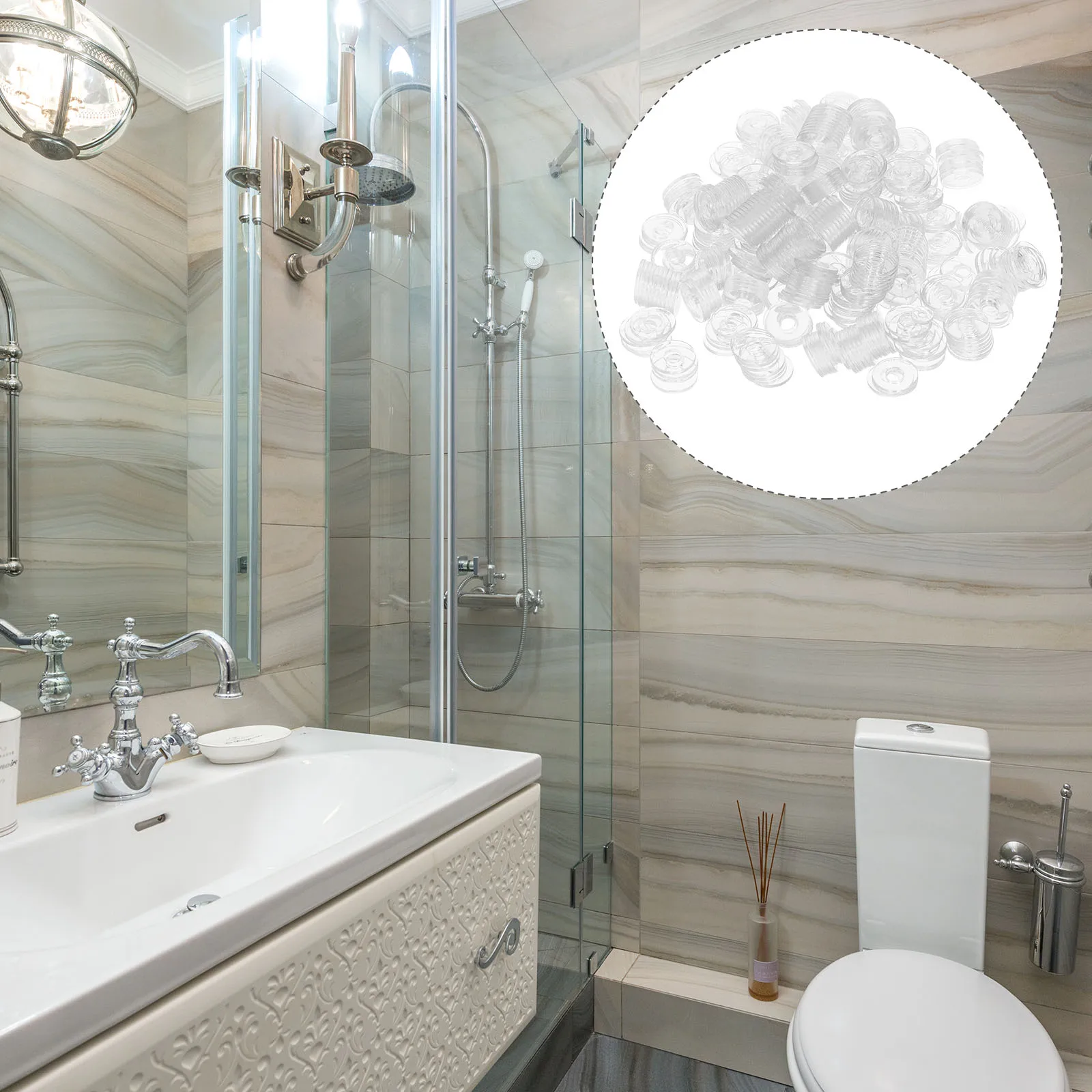 

500Pcs Flat Vinyl Insulation Washers Durable Screw Gaskets Shower Handle Repairing Kit Shower Door Handle Washers