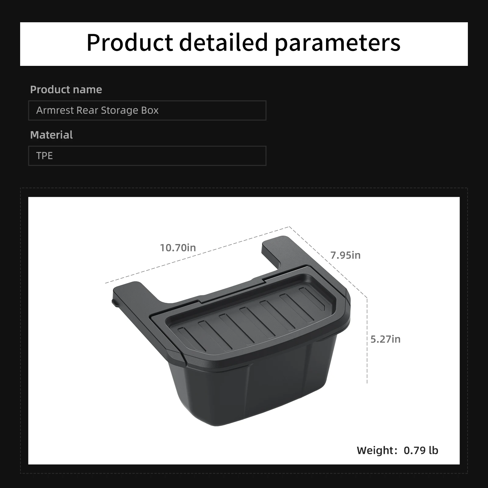 LUCKEASY for Tesla Model YL 2025 2026 (Not Fit Berlin Version) Car Armrest Rear Storage Box Tray Accessories Tidying TPE Black
