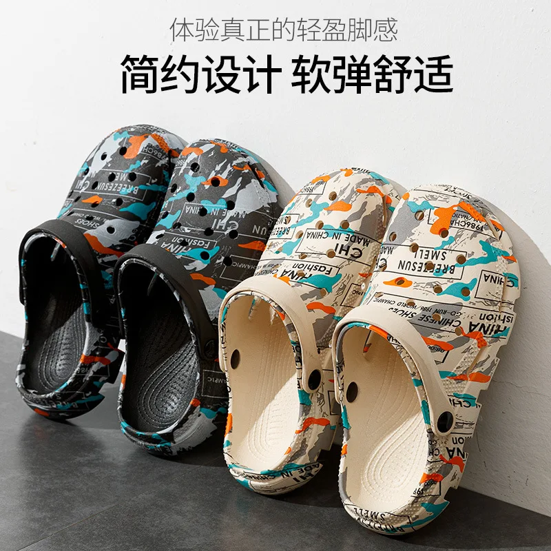 

New Hole Shoes For Men's Summer Outdoor Sports Trend, Thick Bottomed and Non Slippery Beach Sandals and Slippers For Men