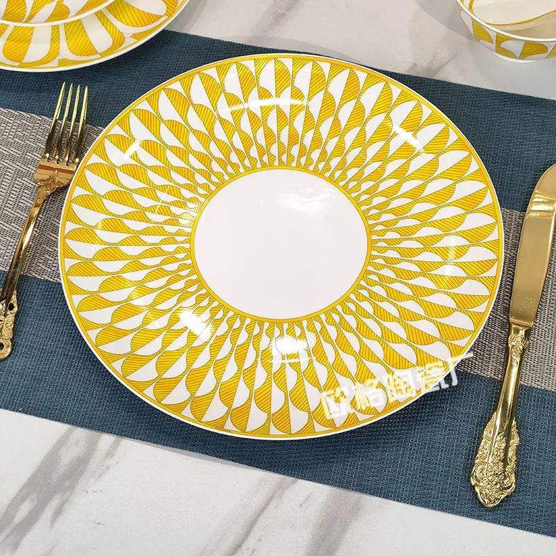 مجموعة أطباق ستيك سيراميك إبداعية من سلسلة صن شاين، أطباق عشاء غربية منزلية، أدوات مائدة غربية رائعة #6