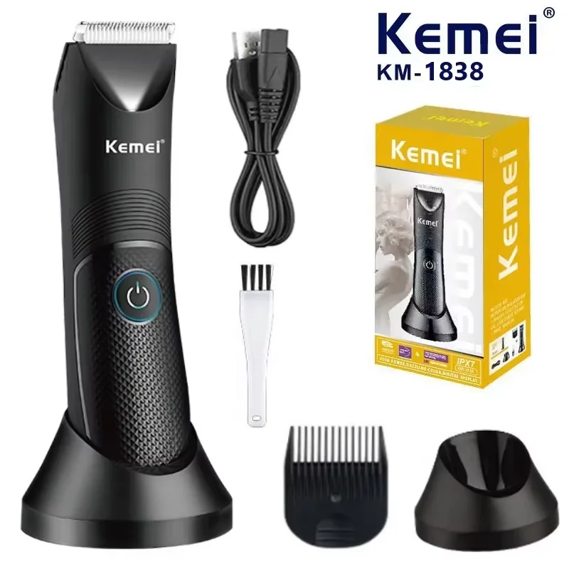 Kemei KM-1838 Haarschneider, Rasen-Keramikklinge, wasserdicht, nass, trocken, Haarschneidemaschine, Scham, Achselhöhle, Körperhaar, ultimative Hygiene, Razo-Haarschneidemaschine
