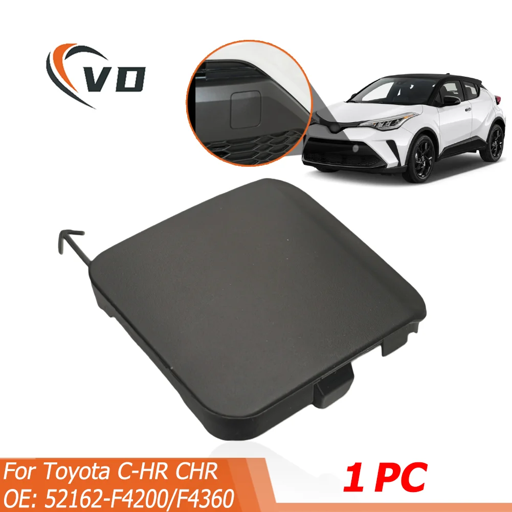 

1X Black Plastic Front Bumper Tow Hook Cover Cap Fit for Toyota CHR 2021-2022 OE:52128F4200, 52128F4360, 52128-F4200