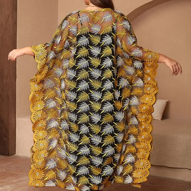 Abiti da festa africani per le donne Elegante pizzo Africa Abbigliamento Nuova moda musulmana Abaya Dashiki Robe Caftano Abito lungo maxi 2023