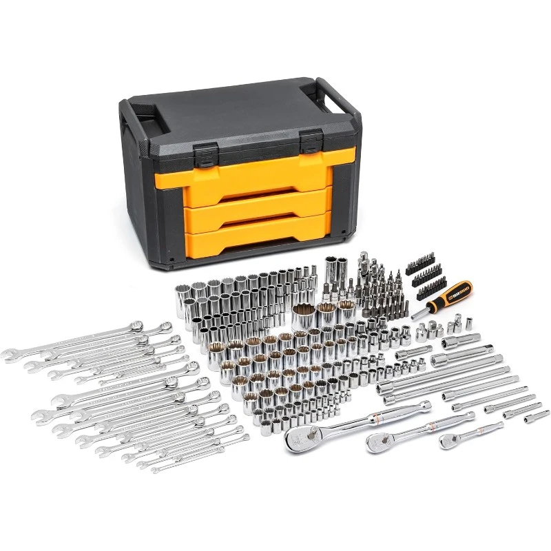 243 Pc. 12 Pt. Mechanics Tool Set in 3 Drawer Storage Box - 80972，home.