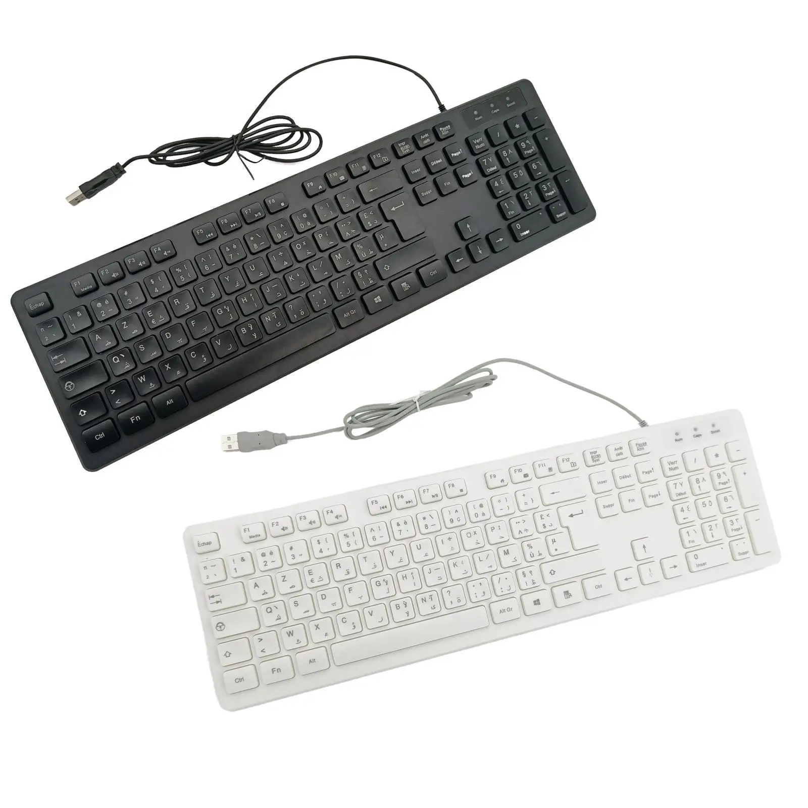 Wired Keyboard Quiet Typing USB Interface French Layout Black Gaming Keyboard Keypad for Computer Desktop Home Office Laptop PC