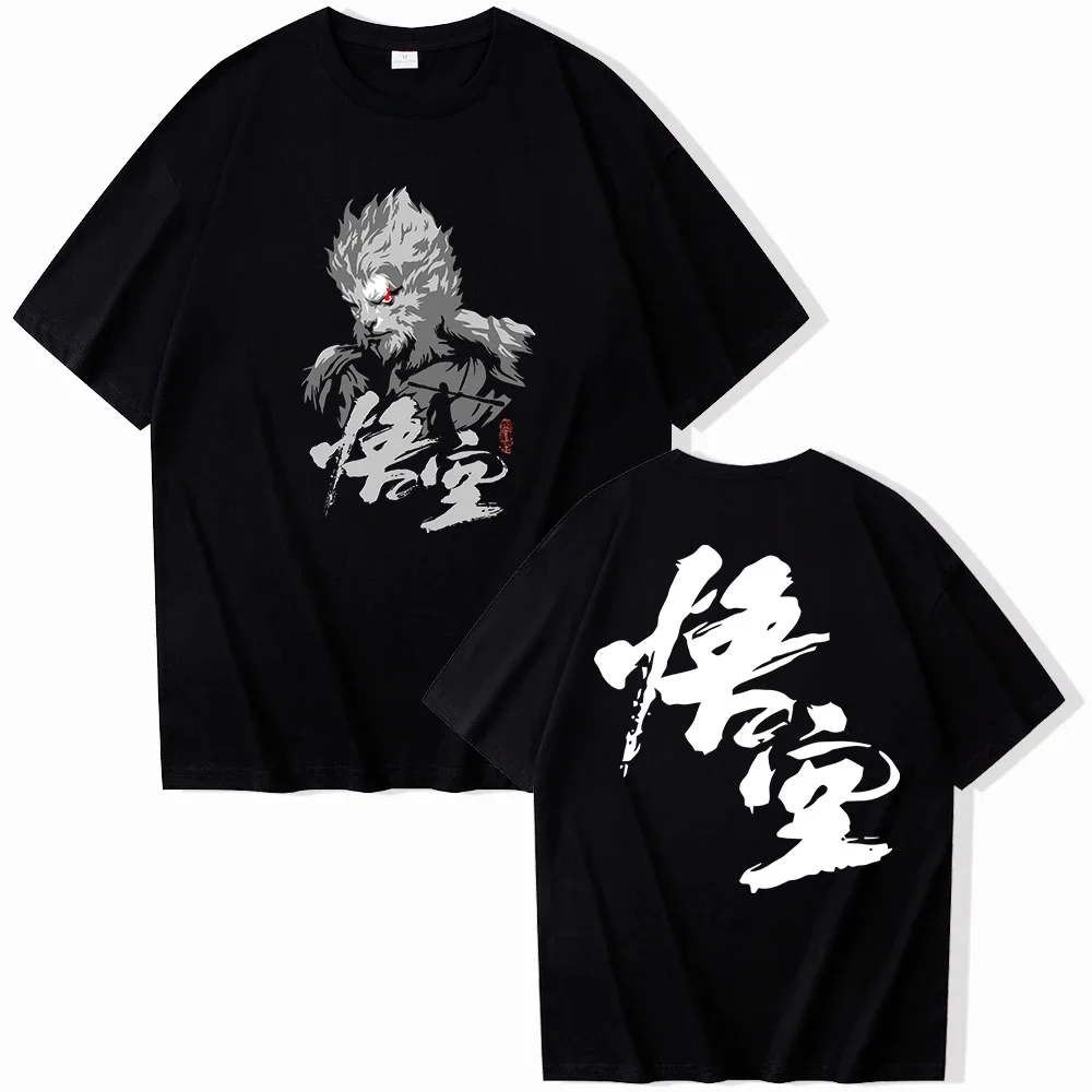 Black Myth Wukong Sun Wukong T-shirt O-Neck Short Sleeve Shirts Fans Gift Clearance Tops