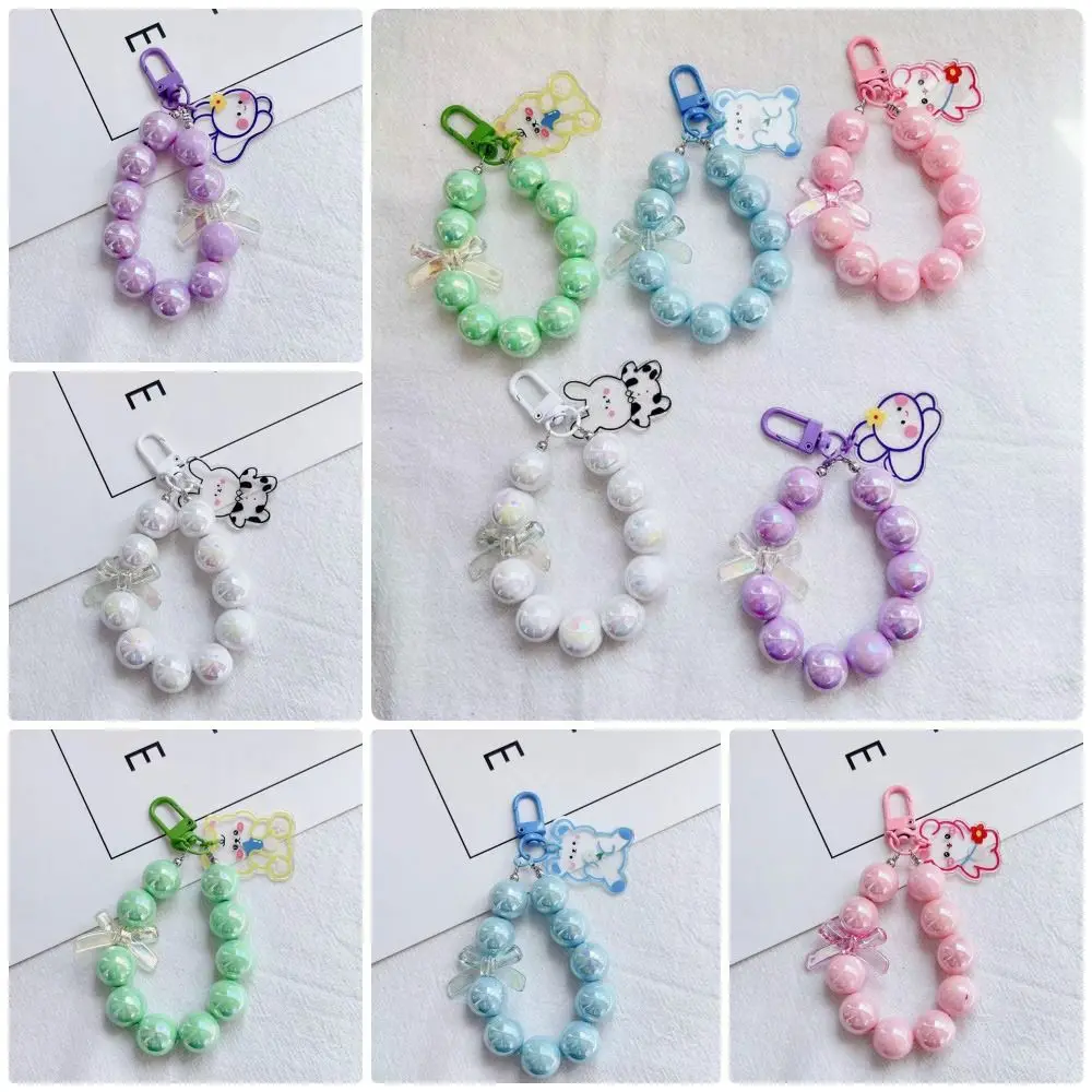 1Pcs Keychain Wristband Mobile Phone Chain Beaded Cute Animal Bag Pendant Earphone Camera Decor Anti-Lost Phone Lanyard