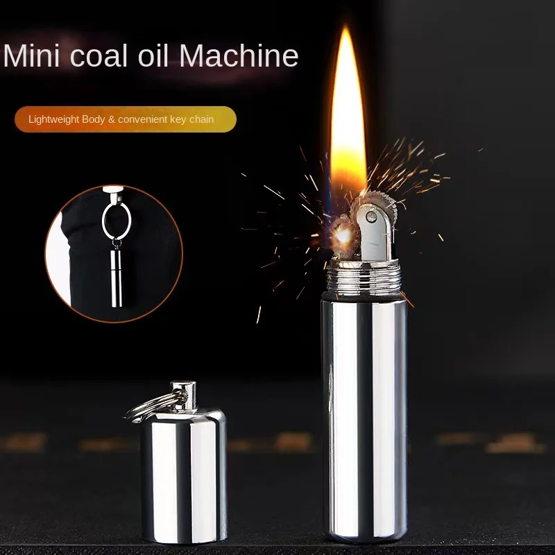 Windproof Metal Kerosene Lighter, Mini Keychain, Creative Lighter, Cigarette Accessories, Gadgets Tool, New