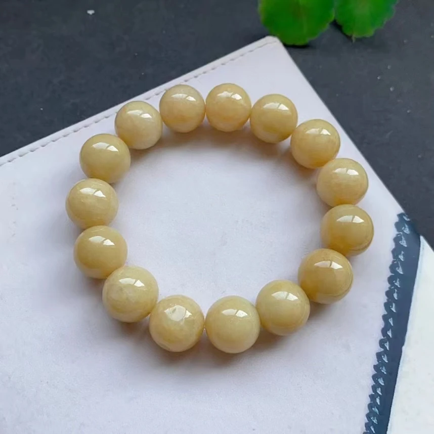 

Natural Yellow Jade A Bracelets Gemstone Stretch Round Beads Stone 13.5mm Women Men Bracelet Jade A Jewelry AAAAA