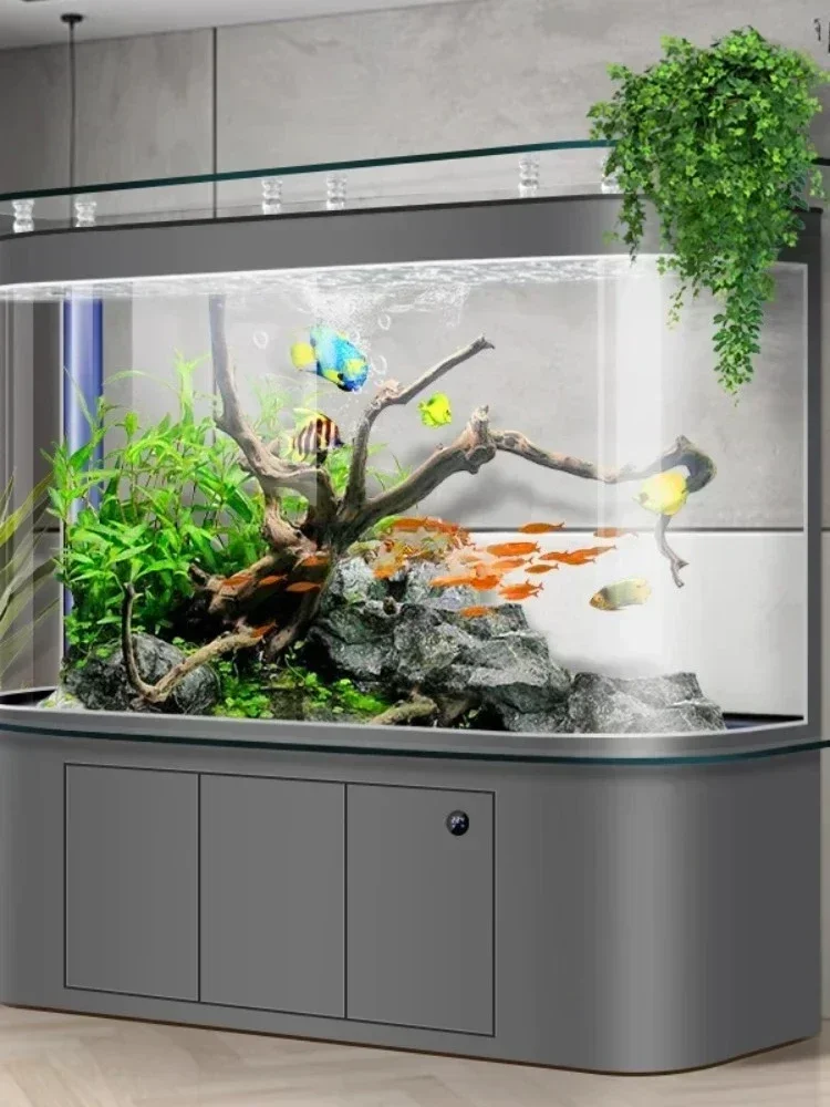 Fish tank living room arc aquarium no water bottom filter intelligent landing ecology