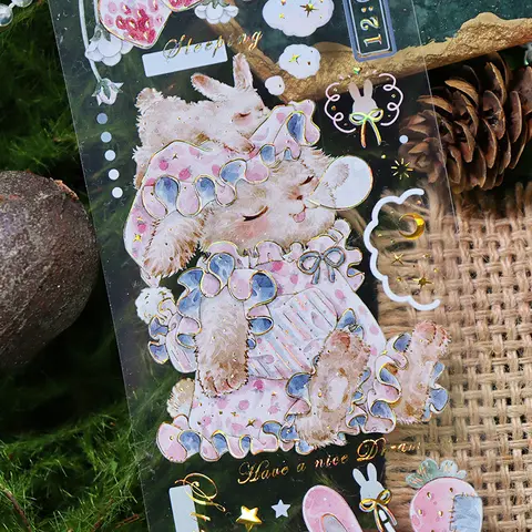 V1 - Söt Jordgubbskanin Kawaii Djurkanin Glänsande Washi PET-tejp 10 best sales jordgubbs-washitejp - №4