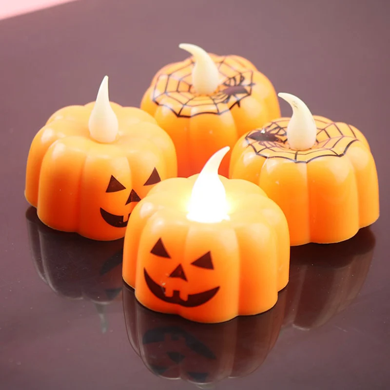 Vela LED de escritorio, linterna luminosa en forma de calabaza, decoración artesanal para fiesta de Halloween, accesorios para fiesta y Festival, 2025