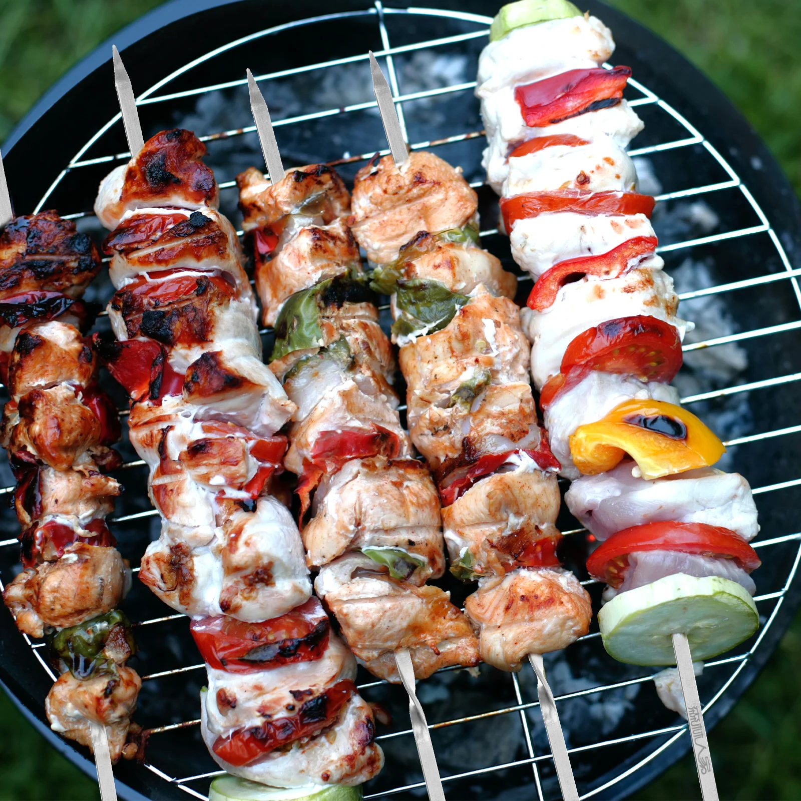 

10Pcs Stainless Steel Bbq Skewers Flat Design for Outdoor Grilling Meat Vegetable Kabob Stick Set for Grilling