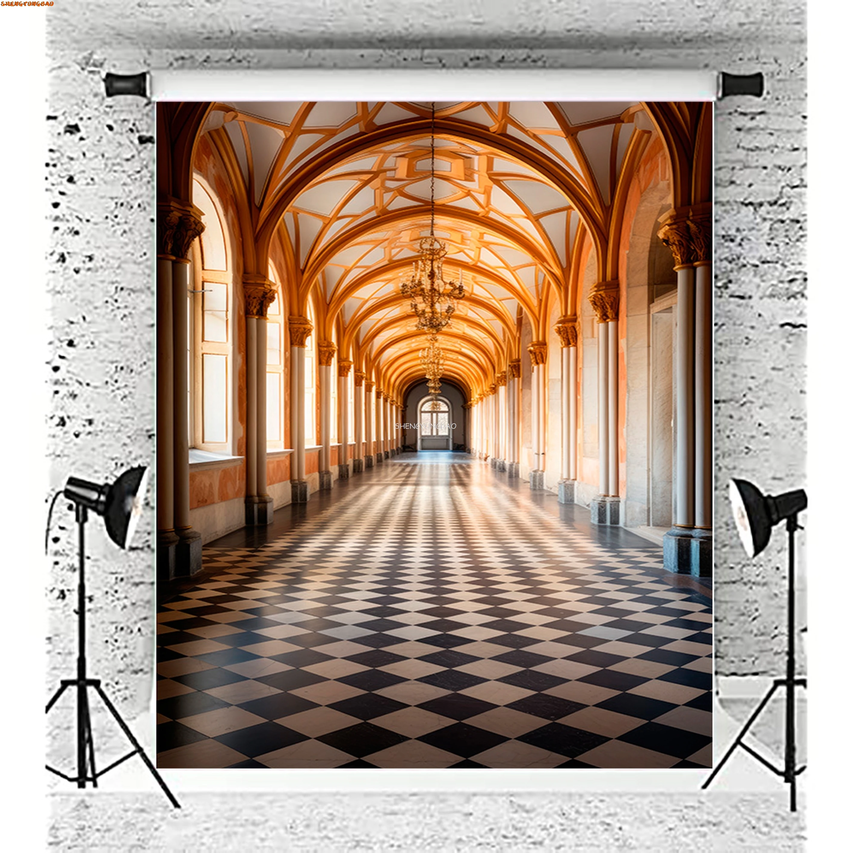 EKT-01ฉากหลังสำหรับการถ่ายภาพธีมปราสาทพระราชวังย้อนยุคโรงละครโอเปร่างานแต่งงานสไตล์ยุโรปโบสถ์ถ่ายภาพสตูดิโอ