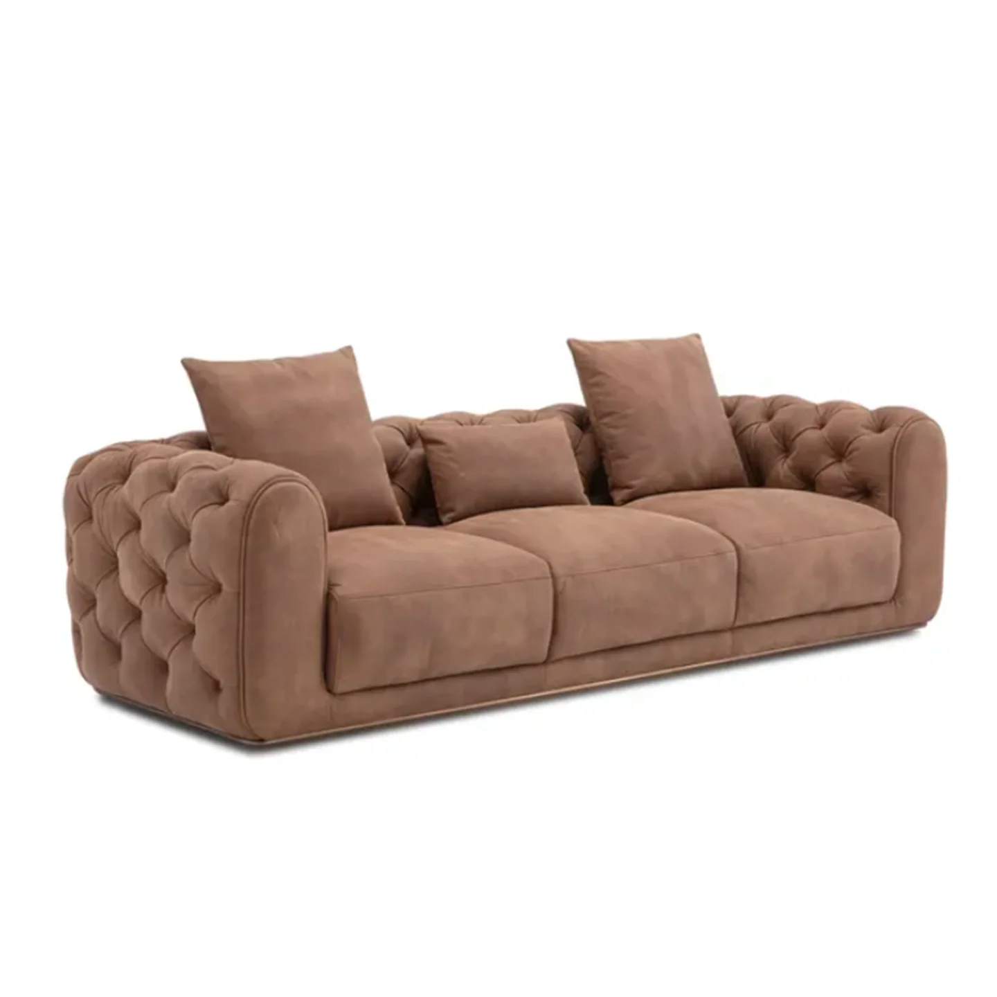 

French buckle frosted fleece single sofa small apartment living room modern simple three-person sofa