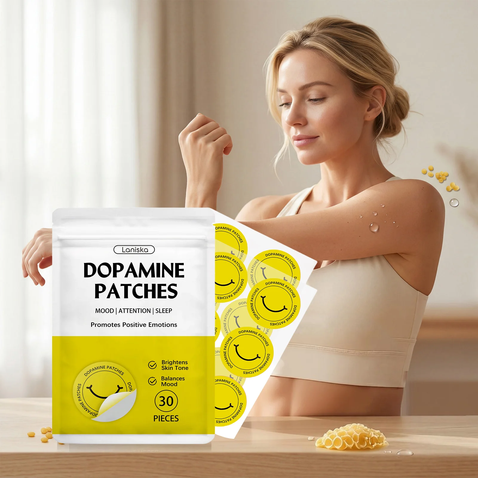 Parche de Dopamina que Promueve Emociones Positivas, Equilibra el Estado de Ánimo, Aumenta la Energía, Alivia el Estrés y Aumenta la Felicidad, Parche para el Cuidado Corporal