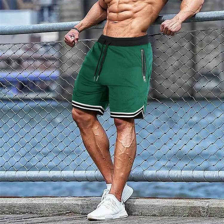 Mannen Shorts Knie Lengte Met Rits Mesh Ademend Voor Mannen Casual Workout Gym Fitness Streatwear Mannen